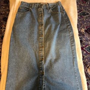 Long denim skirt with button up front!